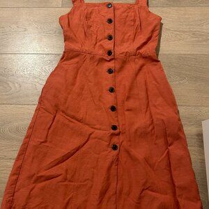 GAP Button Front Linen Midi Dress (Sz 0 Petite)